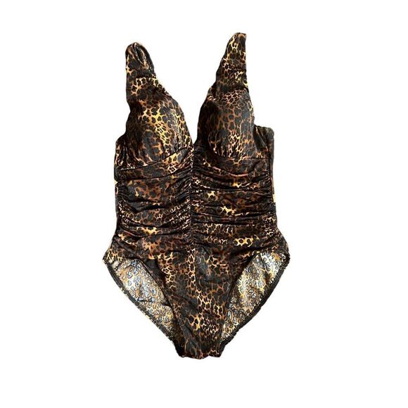 MiracleSuit One Piece Ruched Leopard Print Swimsuit 12 - Picture 1 of 7